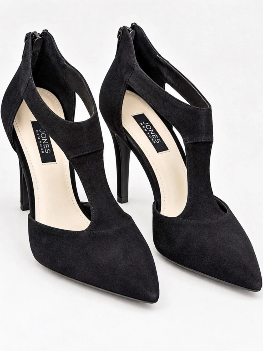 Jones New York Christie Suede Cutout Stiletto Heels Black